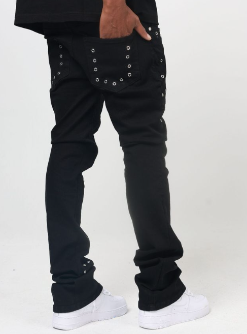 STACKED RIVET DENIM PANT