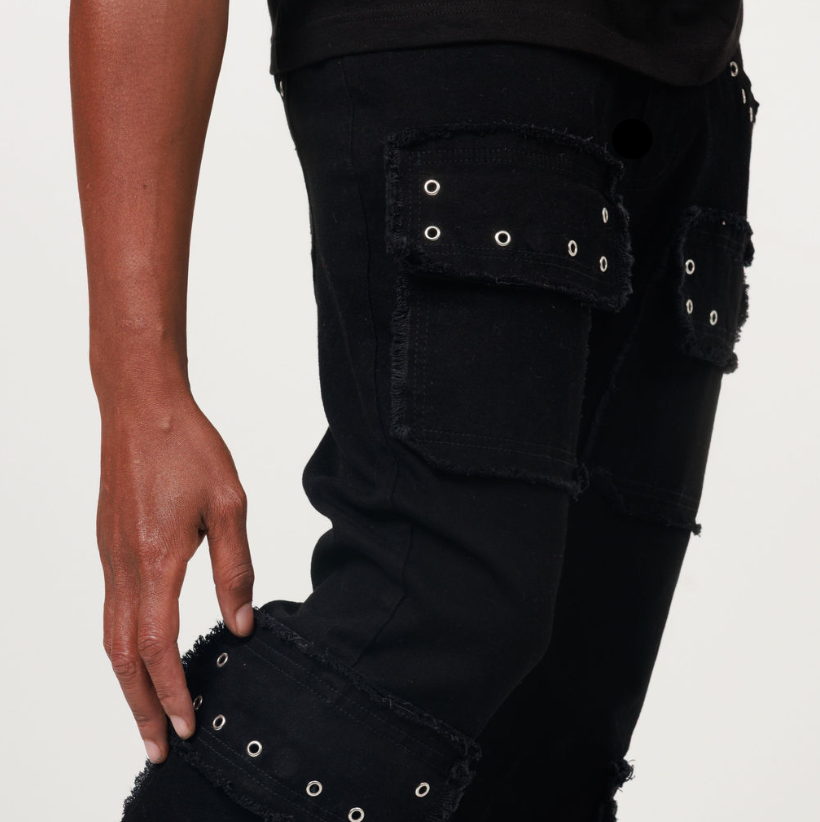 STACKED EYELET DENIM JEAN