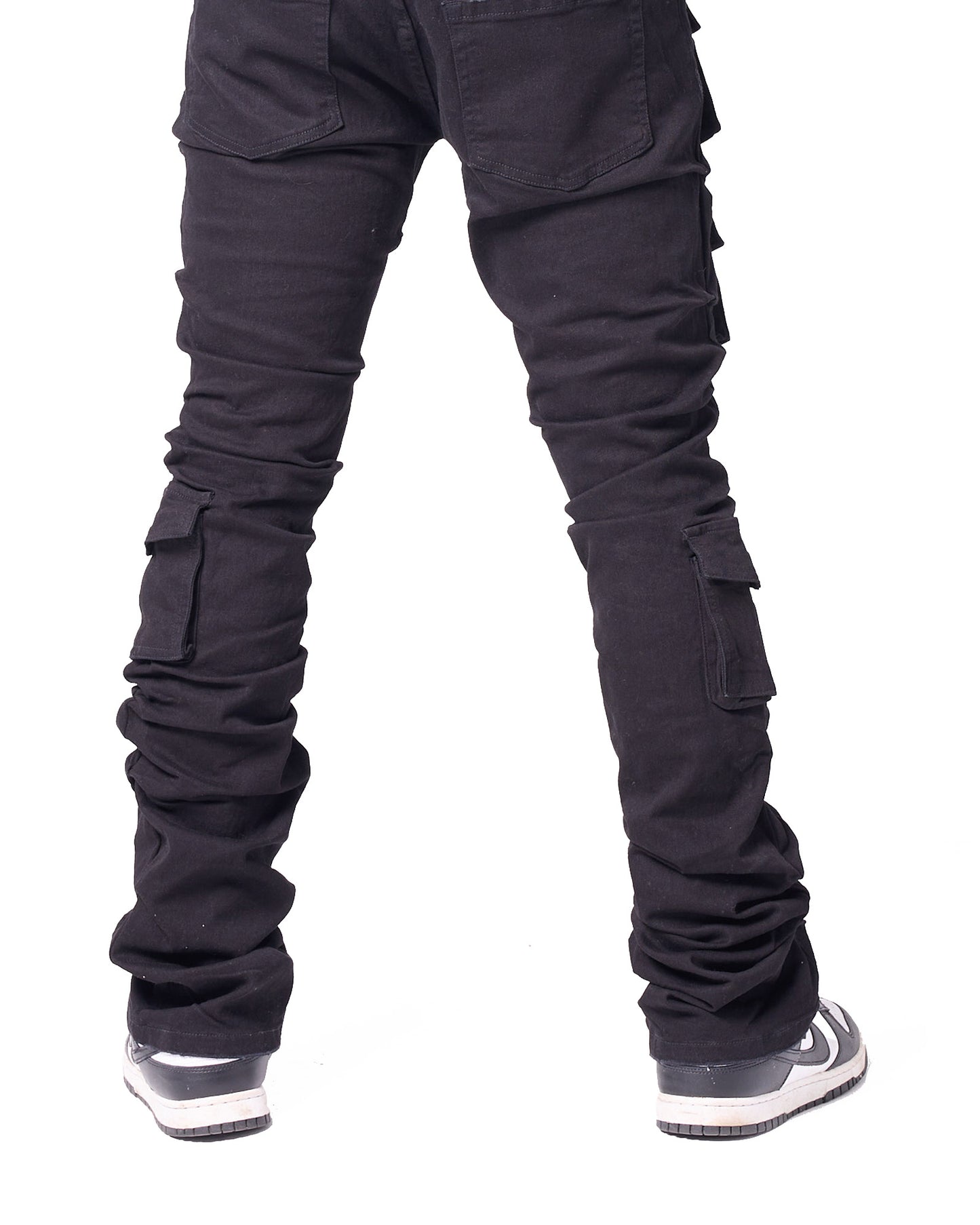 ROUCHED PINCHED STACKED JEAN- JET BLACK