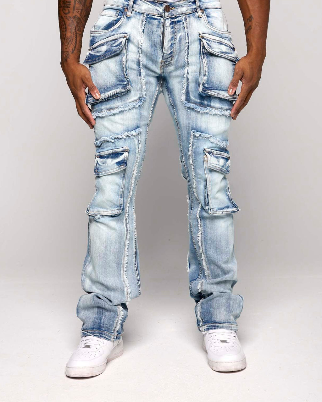 STACKED CARGO PANEL DENIM PANT
