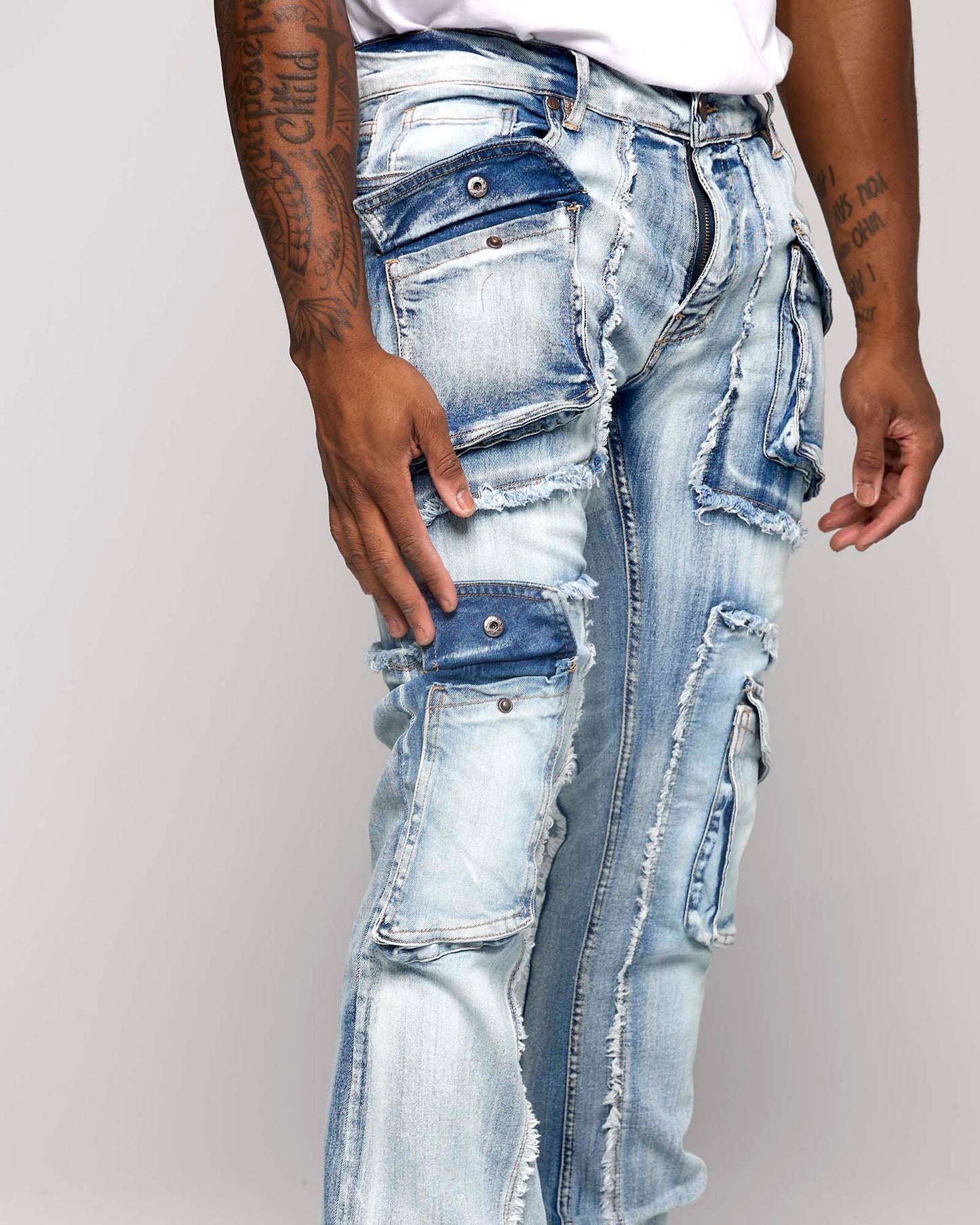 STACKED CARGO PANEL DENIM PANT