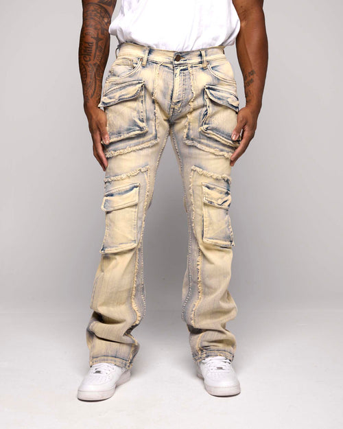 STACKED CARGO PANEL DENIM PANT