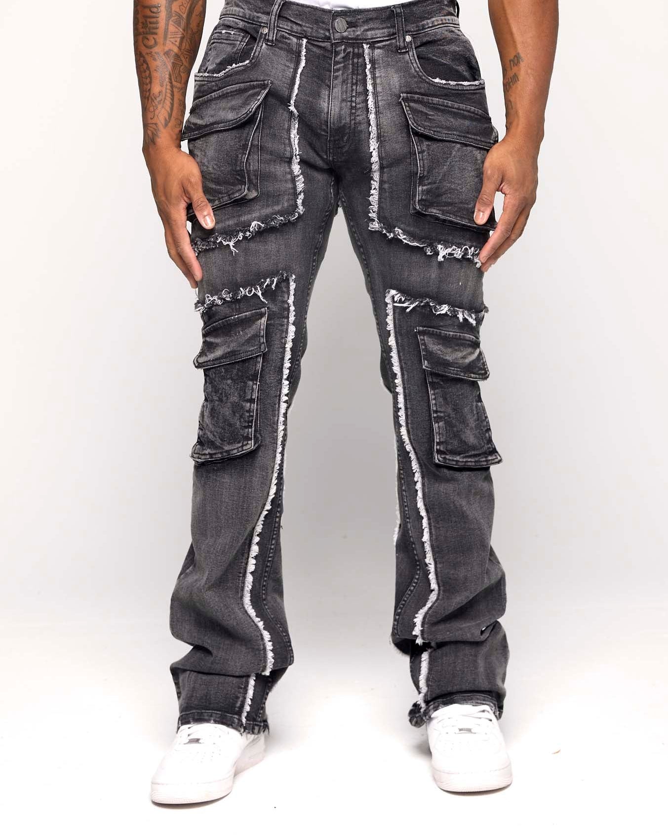 STACKED CARGO PANEL DENIM PANT