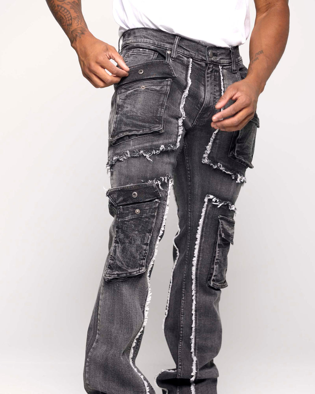 STACKED CARGO PANEL DENIM PANT