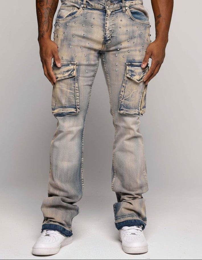 STACKED GILDED DENIM PANT