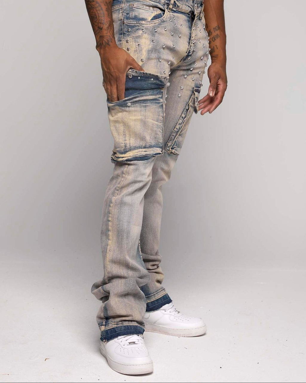 STACKED GILDED DENIM PANT