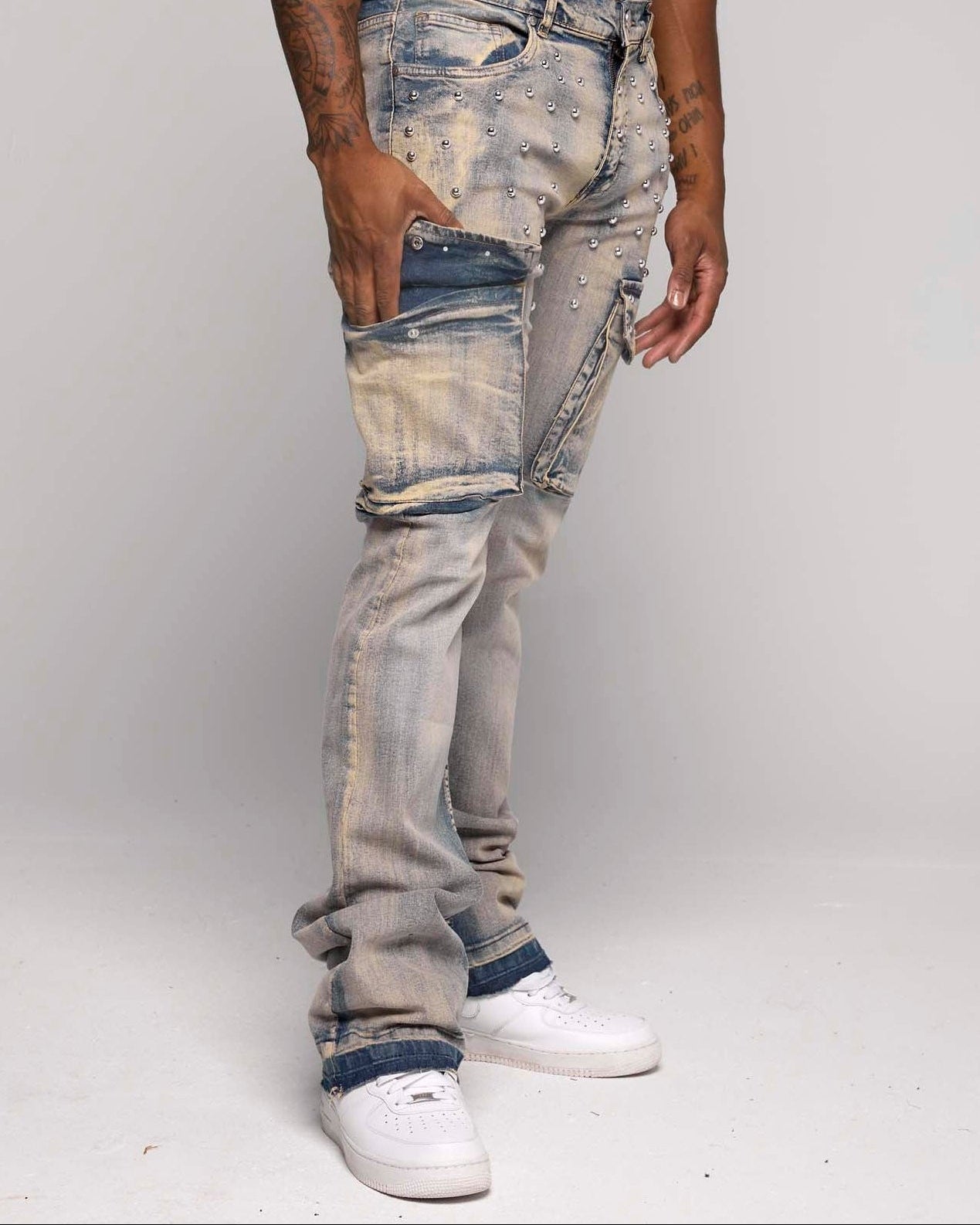 STACKED GILDED DENIM PANT