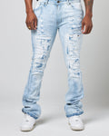 WORN DOWN STACKED FLARE DENIM PANT