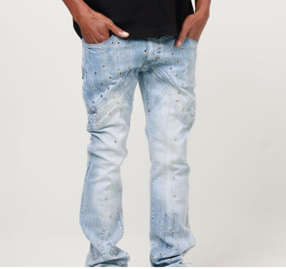 STACKED RIVET DENIM PANT
