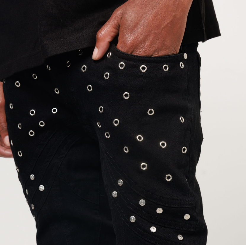 STACKED RIVET DENIM PANT