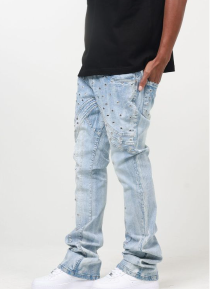 STACKED RIVET DENIM PANT
