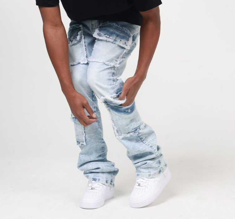 STACKED EYELET DENIM JEAN