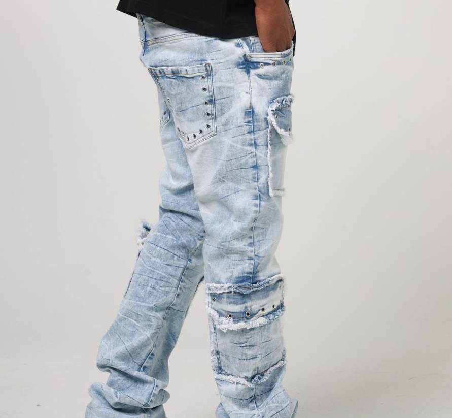 STACKED EYELET DENIM JEAN