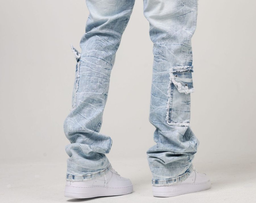 STACKED EYELET DENIM JEAN