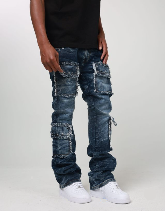 STACKED EYELET DENIM JEAN