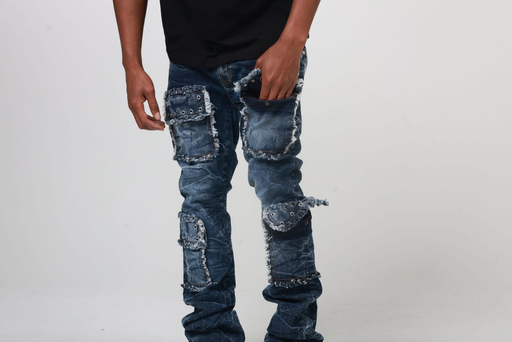 STACKED EYELET DENIM JEAN