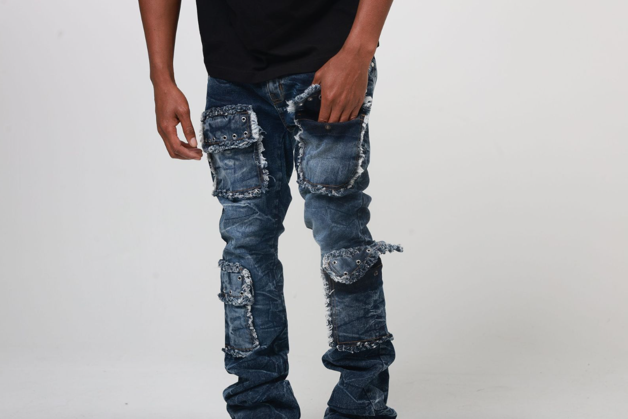 STACKED EYELET DENIM JEAN