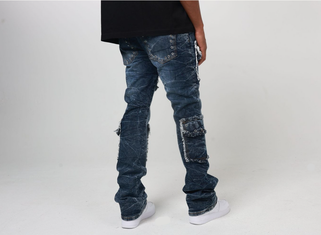 STACKED EYELET DENIM JEAN
