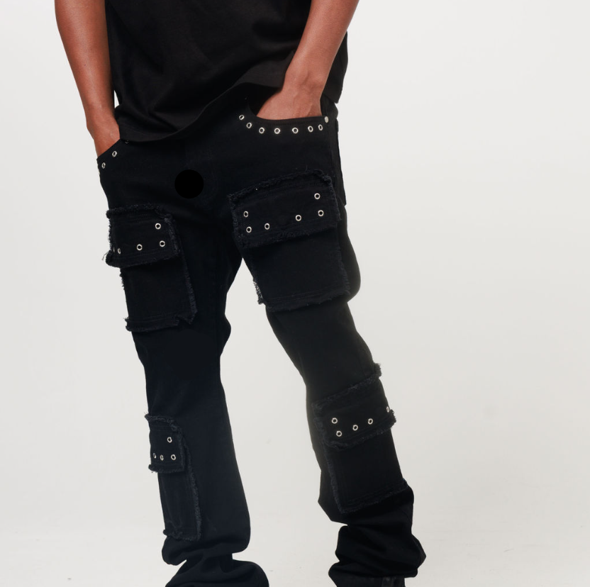 STACKED EYELET DENIM JEAN