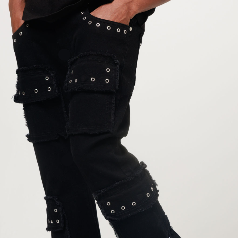 STACKED EYELET DENIM JEAN