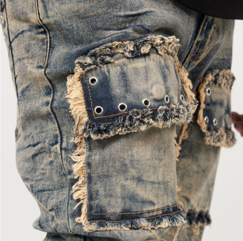 STACKED EYELET DENIM JEAN
