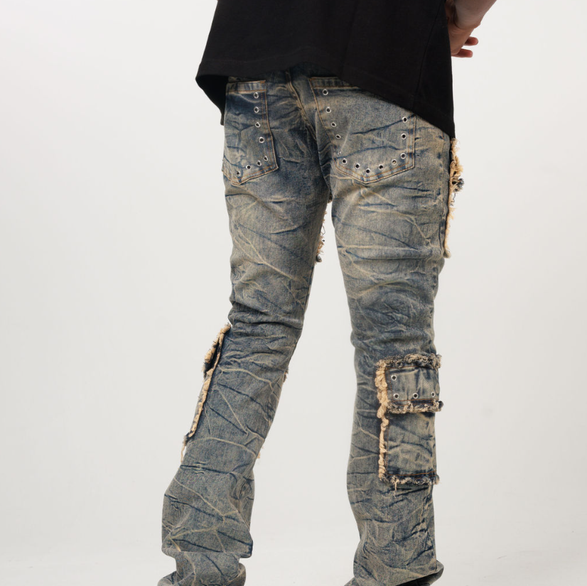 STACKED EYELET DENIM JEAN