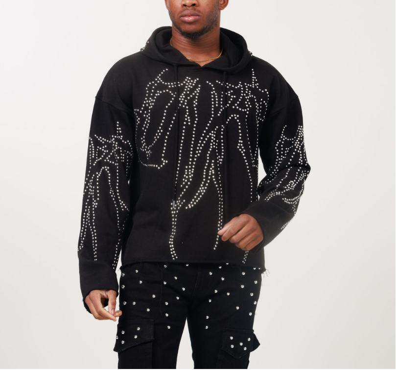 DIRT STUDDED FLEECE PULLOVER HOODY