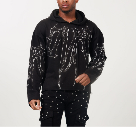 DIRT STUDDED FLEECE PULLOVER HOODY