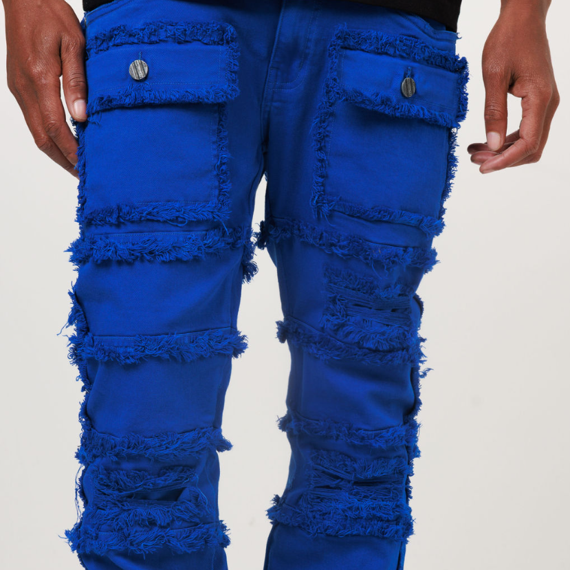 LAYER STACKED DENIM/TWILL JEAN