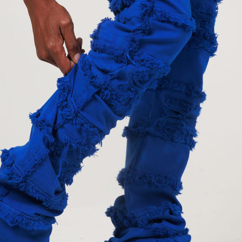 LAYER STACKED DENIM/TWILL JEAN