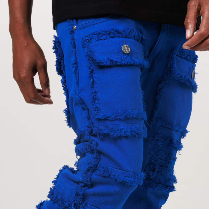 LAYER STACKED DENIM/TWILL JEAN