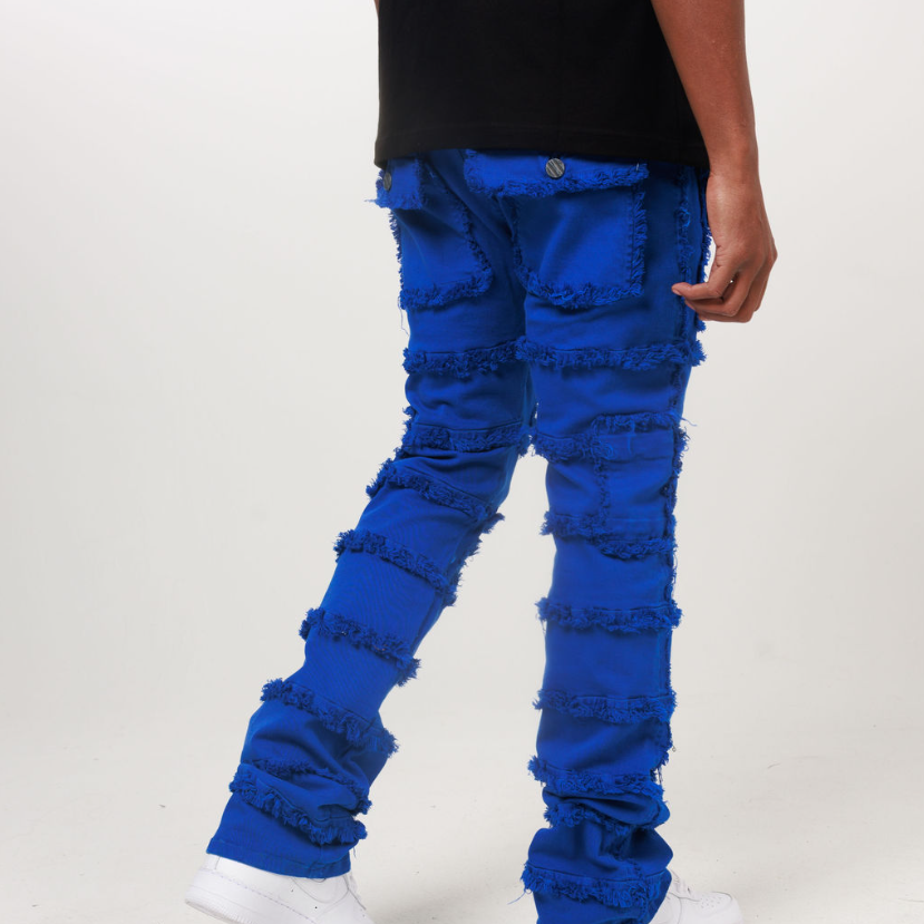 LAYER STACKED DENIM/TWILL JEAN