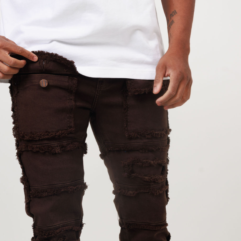 LAYER STACKED DENIM/TWILL JEAN