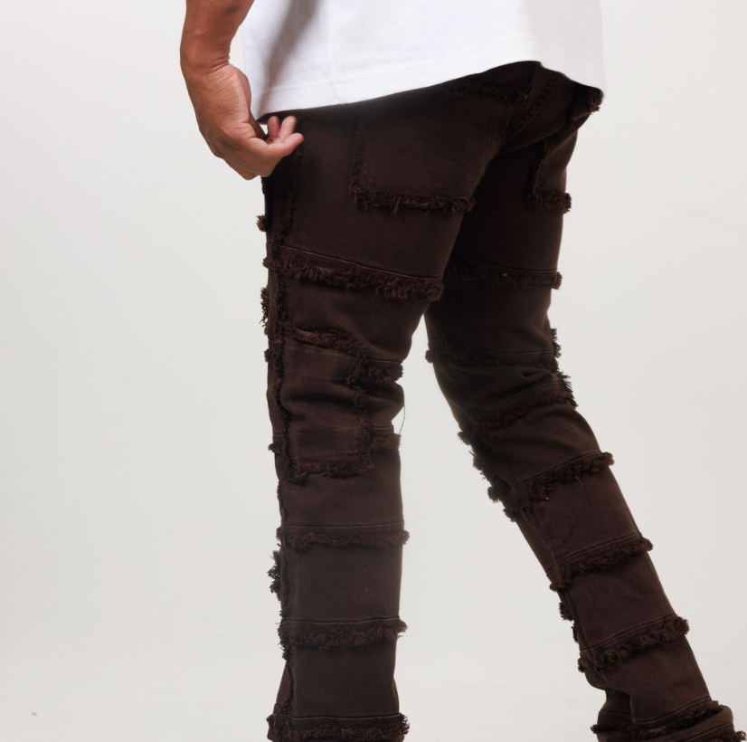 LAYER STACKED DENIM/TWILL JEAN