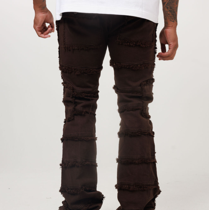 LAYER STACKED DENIM/TWILL JEAN