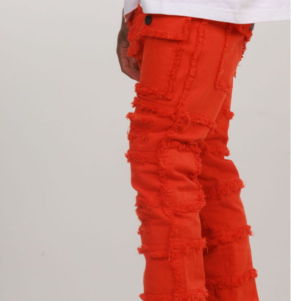 LAYER STACKED DENIM/TWILL JEAN