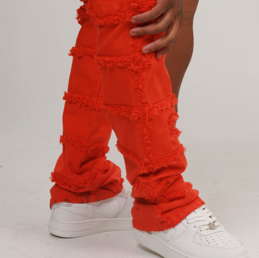 LAYER STACKED DENIM/TWILL JEAN