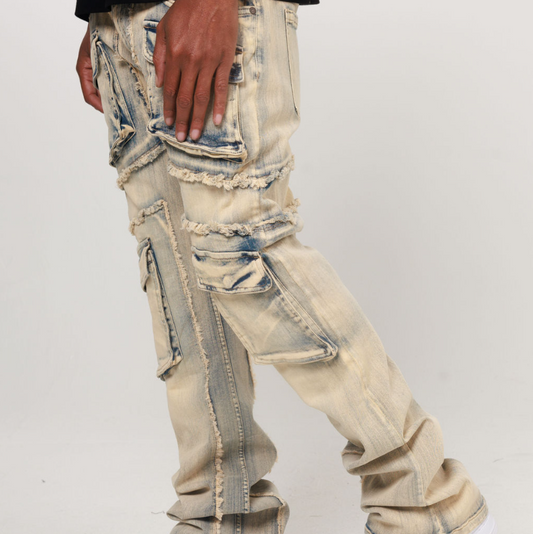 STACKED CARGO PANEL DENIM PANT
