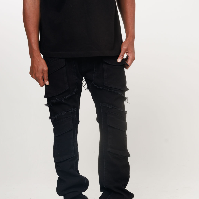 STACKED CARGO PANEL DENIM PANT