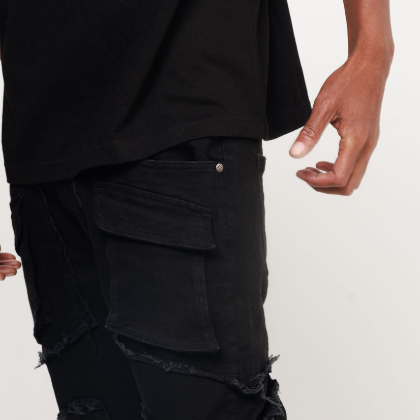 STACKED CARGO PANEL DENIM PANT