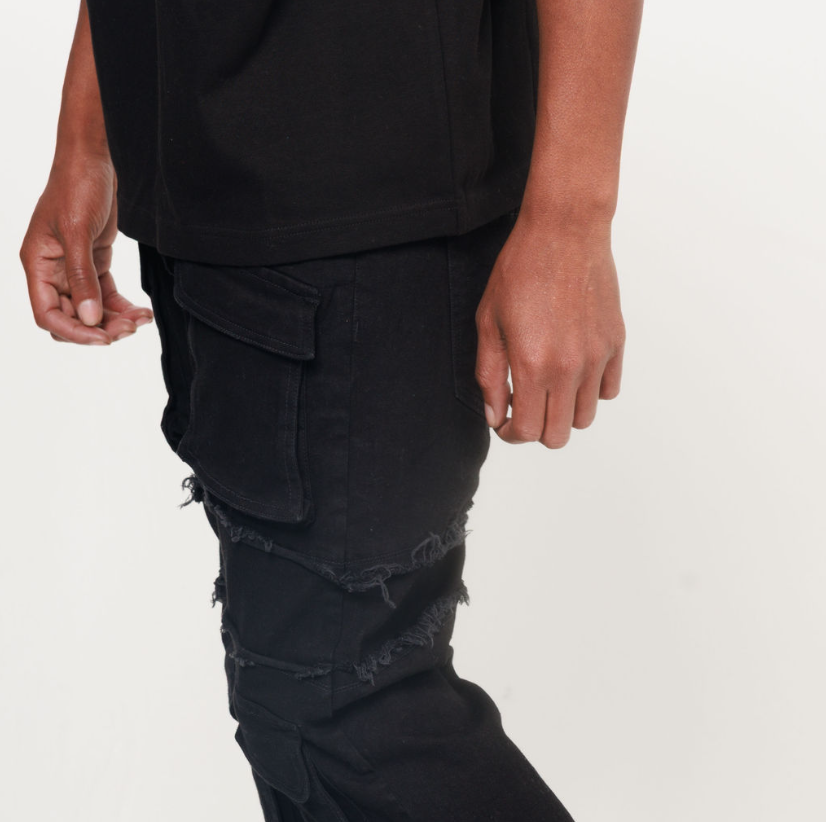 STACKED CARGO PANEL DENIM PANT